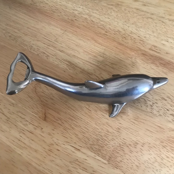 Vintage Chrome Dolphin Shaped Bottle Opener - Picture 5 of 10